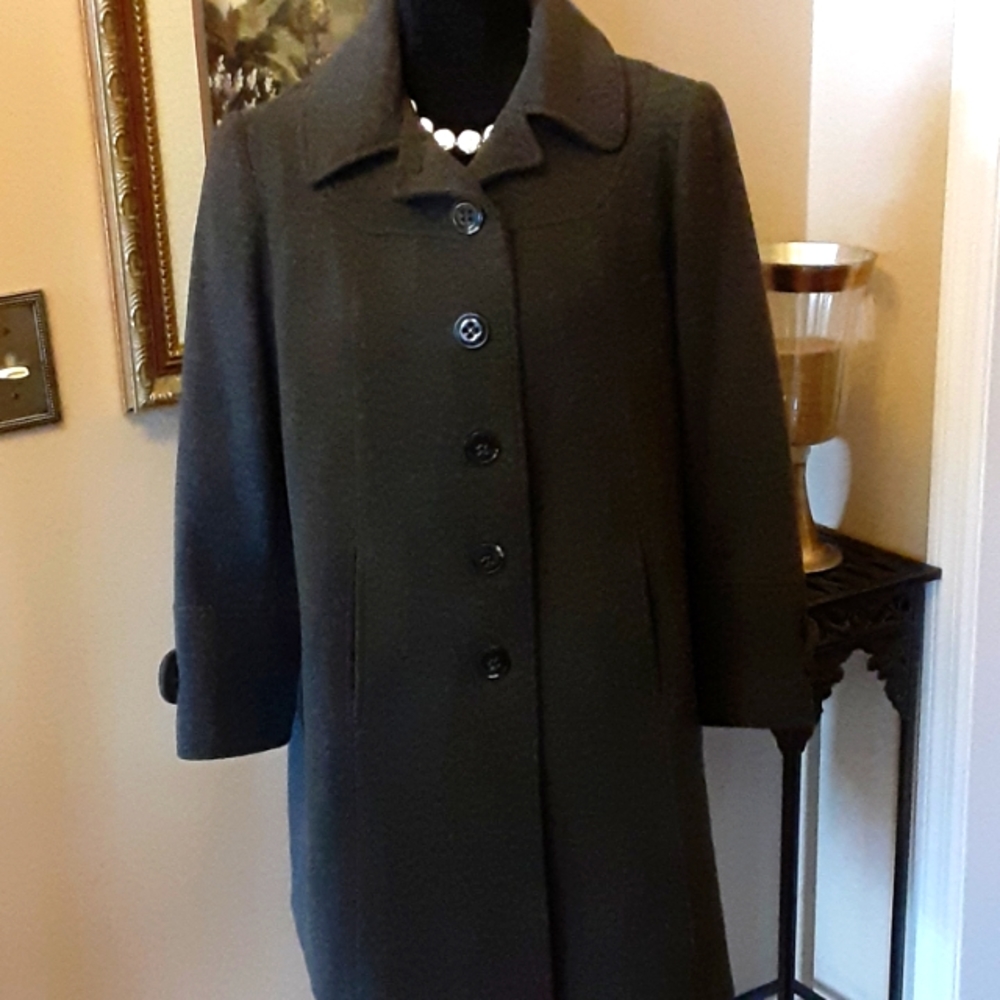 Preston & York Petite dark gray wool nylon blend coat Full lining 10P EUC…